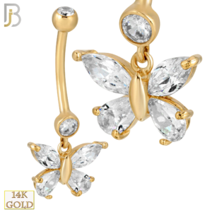 14-N001YC 14-N001 – 14k Solid Gold Dangle Belly Ring with 8mm Butterfly Design