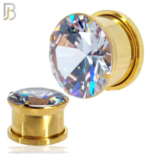 Gold Plated Surgical Steel Clear Round