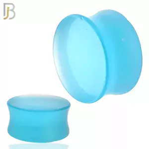 Natural Stone Frosted Aqua Quartz Double Flare Plugs