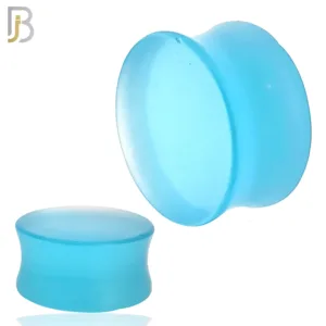 Natural Stone Frosted Aqua Quartz Double Flare Plugs