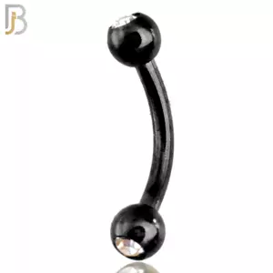 Surgical Steel Black Plated Curved Plain Barbell