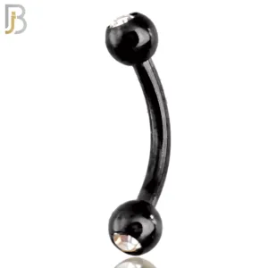 Surgical Steel Black Plated Curved Plain Barbell