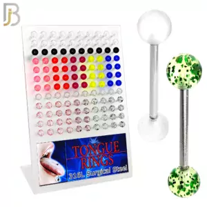 Barbell with Transparent/Glitter Acrylic Ball