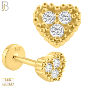 14k Yellow Gold Labret Heart Design