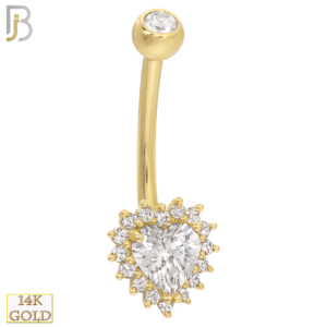 14-NB20YC 14-NB20 – 14k Solid Gold Banana Belly Ring with 8.5mm Heart Prong Design