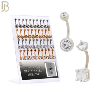 Gold Plated Screw Bezel / Prong Setting Zircon Ball Banana