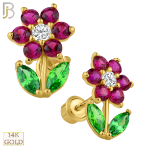 Gold Screw Back Earrings Flower