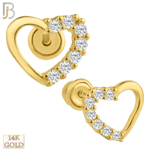 Back Earrings Hollow Heart with Zircon