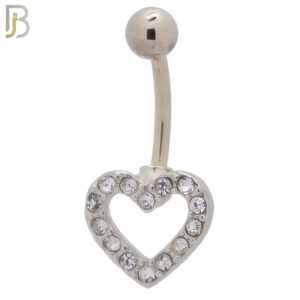 Steel Heart Zircon  Banana Belly Navel Ring