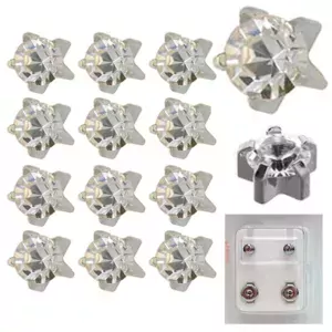 104W - April Birthstar White Caflon Ear Stud Pack of 12