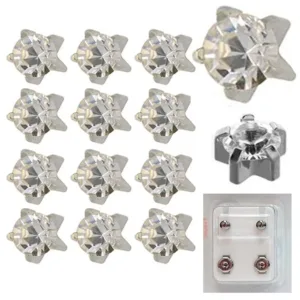 104W - April Birthstar White Caflon Ear Stud Pack of 12