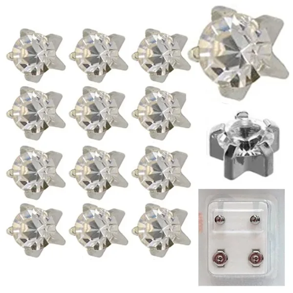104W - April Birthstar White Caflon Ear Stud Pack of 12