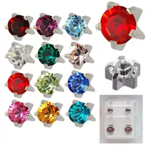 113W - Month Birthstar White Caflon Ear Stud Pack of 12