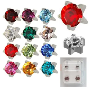 113W - Month Birthstar White Caflon Ear Stud Pack of 12
