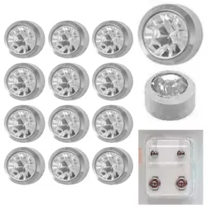 204W -  April BirthStone Bezel Caflon Ear Stud Pack of 12