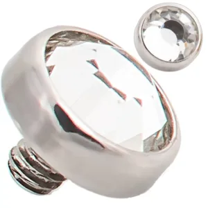 DM01 - Surgical Steel Dermal Bezel CZ 1.2mm Screw Top