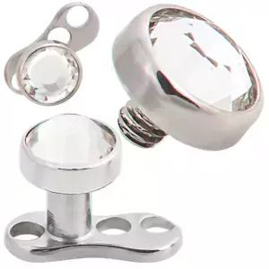 DM03 - 14g Anchor Surgical Steel  Bezel CZ Dermal Anchor