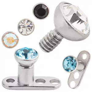 DM05 -  Surgical Steel  Bezel Set CZ Dermal Anchor Set of 4 Top