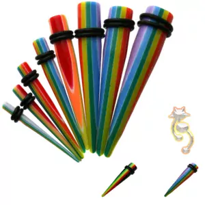EX10 - (CLOSEOUT) Acrylic Stripe Print Expander/Taper Oring Sold as Pair