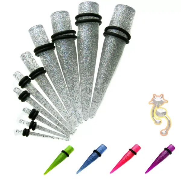 EX2 - (CLOSEOUT) Acrylic Glitter Expander/Taper Oring Sold as Pair