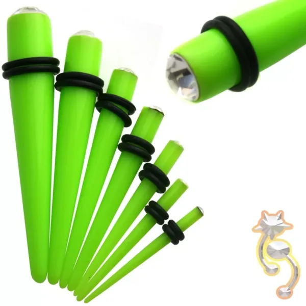 EX4 - (CLOSEOUT) Acrylic with CZ Expander/Taper Oring Sold as Pair