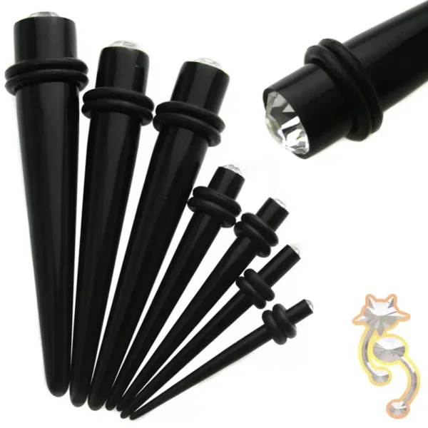 EX4 - (CLOSEOUT) Acrylic with CZ Expander/Taper Oring Sold as Pair