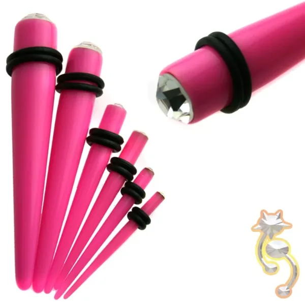 EX4 - (CLOSEOUT) Acrylic with CZ Expander/Taper Oring Sold as Pair