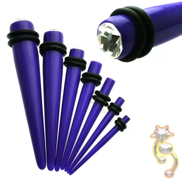 EX4 - (CLOSEOUT) Acrylic with CZ Expander/Taper Oring Sold as Pair