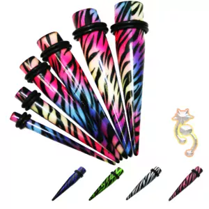 EX5 - (CLOSEOUT) Acrylic Zebra Print Expander/Taper Oring Sold as Pair