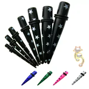 EX6 - (CLOSEOUT) Acrylic Star Print Expander/Taper Oring Sold as Pair