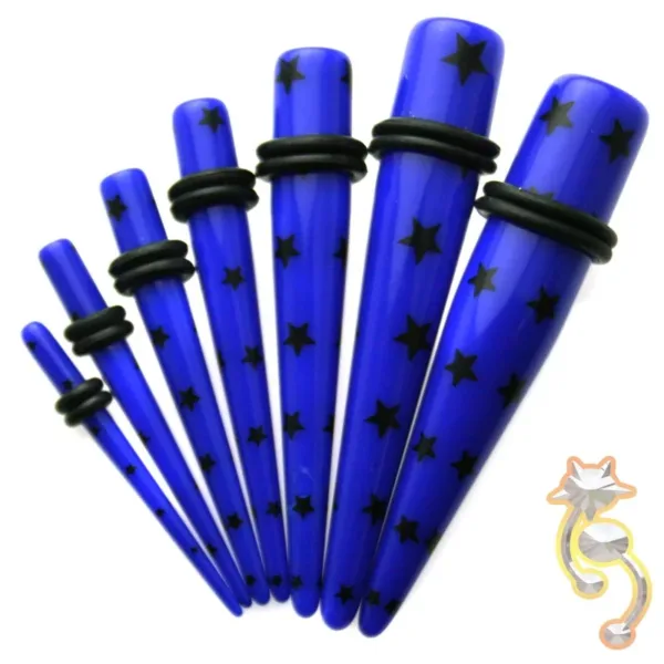 EX6 - (CLOSEOUT) Acrylic Star Print Expander/Taper Oring Sold as Pair