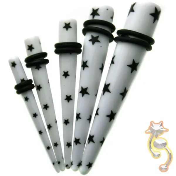 EX6 - (CLOSEOUT) Acrylic Star Print Expander/Taper Oring Sold as Pair