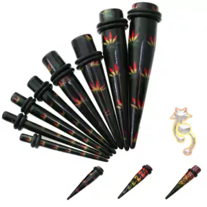 EX9 - (CLOSEOUT) Acrylic Rasta Print Expander/Taper Oring Sold as Pair