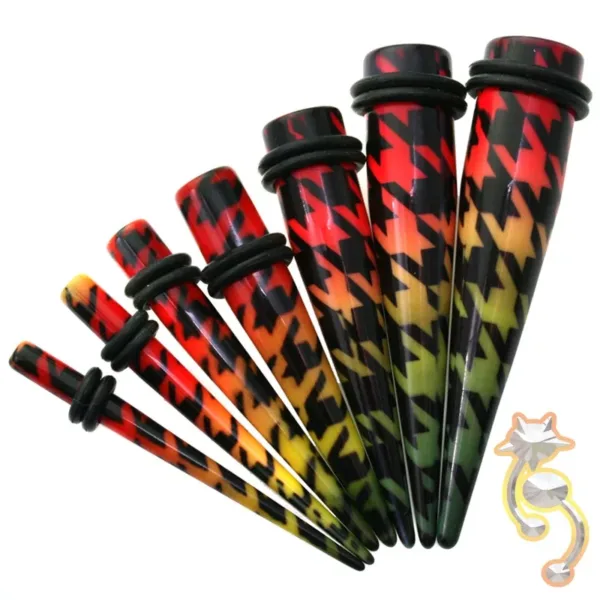 EX9 - (CLOSEOUT) Acrylic Rasta Print Expander/Taper Oring Sold as Pair