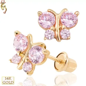 14-ES15 - 14k Screw Back Earrings 5x6mm Butterfly Design Pair