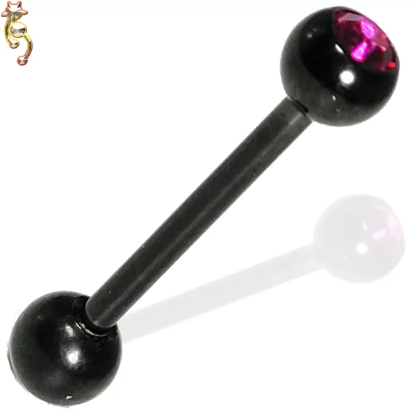 BB05 - 316L Surgical Steel 14g Thickness 16mm Long with Bezel CZ Barbell