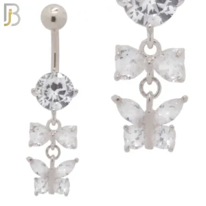 Dangling Bow and Butterfly Zircon Design