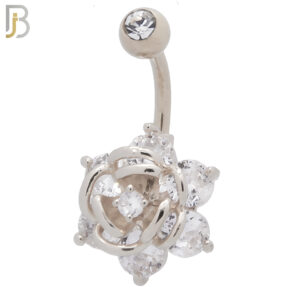 Stainless Steel Rose Flower Zircon