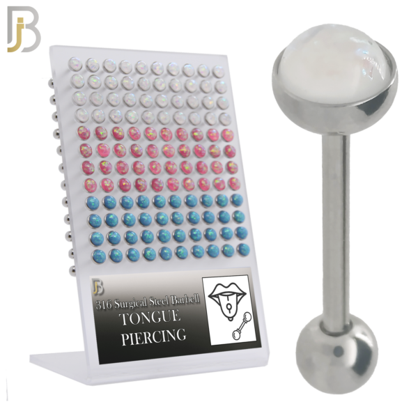 Barbell with Opal Top Mushroom Design