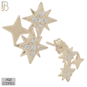 Triple Starburst with Zircon Design Earring Stud