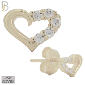 Heart Hollow with 5 Zircon Design Earrings Stud