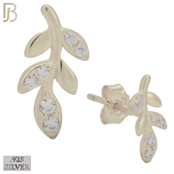 Vine Leaf with Zircon Design Earrings Stud