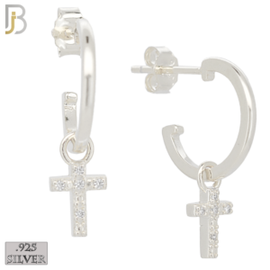 Dangling Cross with Zircon Design Earrings Stud