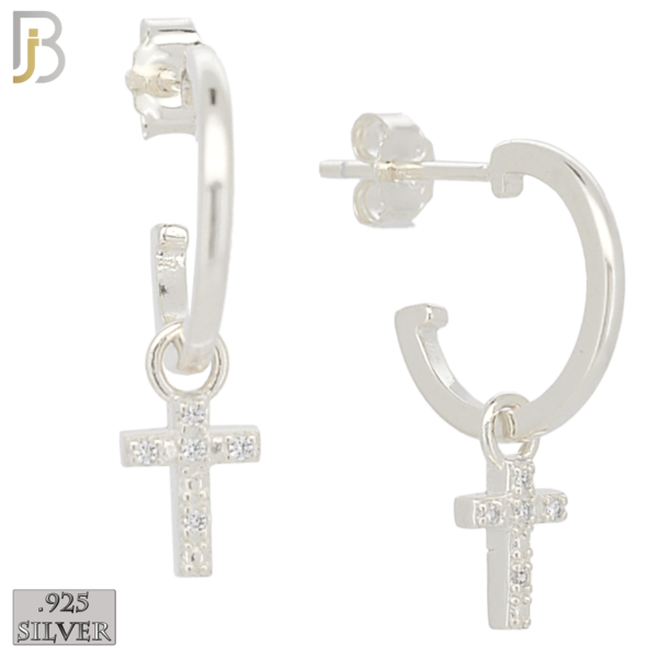 Dangling Cross with Zircon Design Earrings Stud