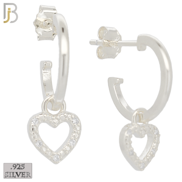 Dangling Hollow Heart with Zircon Design Earrings Stud