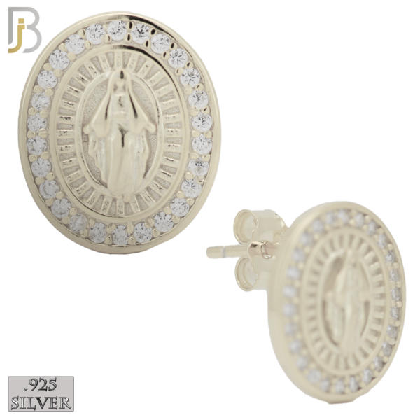 Oval Shape Virgin Mary with Clear Zircon Design
