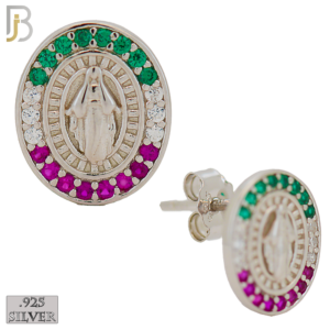 Oval Shape Virgin Mary with Mexican Color Flag