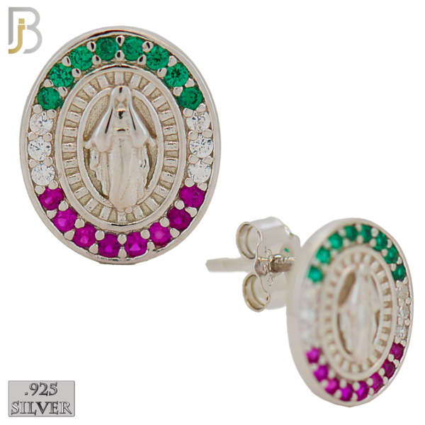 Oval Shape Virgin Mary with Mexican Color Flag