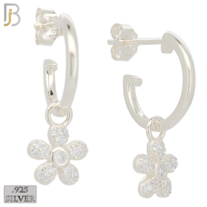 Dangling Flower with Zircon Design Earrings Stud