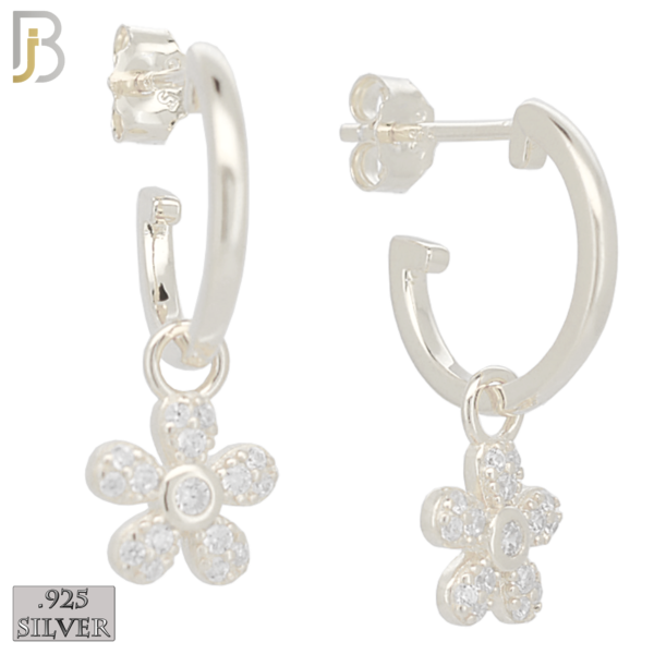 Dangling Flower with Zircon Design Earrings Stud
